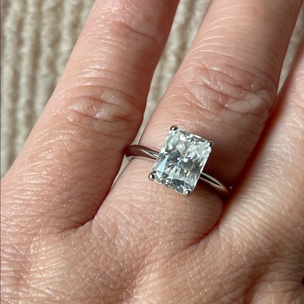 Radiant Cut 3ct Moissanite Ring in 925 Sterling Silver Size 5 GRA Certificate